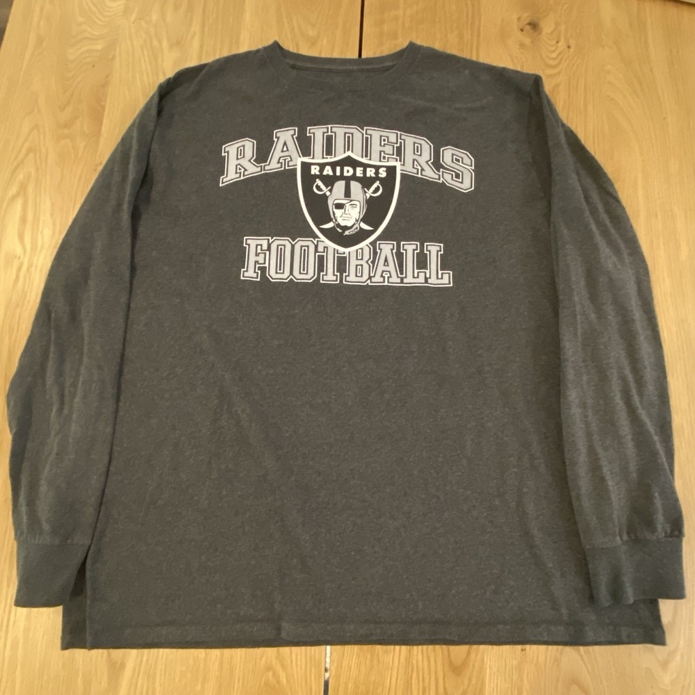 Raiders Long Sleeve‎ T-shirt Gray 2XL Classic Logo NFL Pro-Line By Fanatics